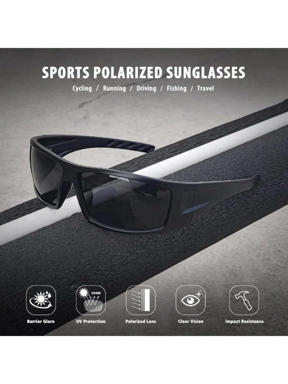 Polarized UV400 Sports Sunglasses for Men & Women | Anti-Glare, Wrap Around
